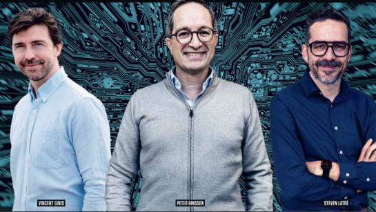 Vincent Ginis, Peter Hinssen en Steven Latré bij Humo’s grote AI-debat